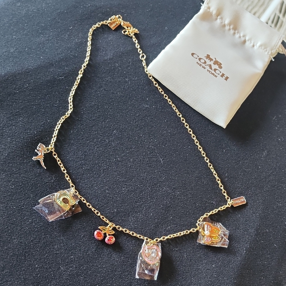 Coach Gold Necklace with Colorful Charms